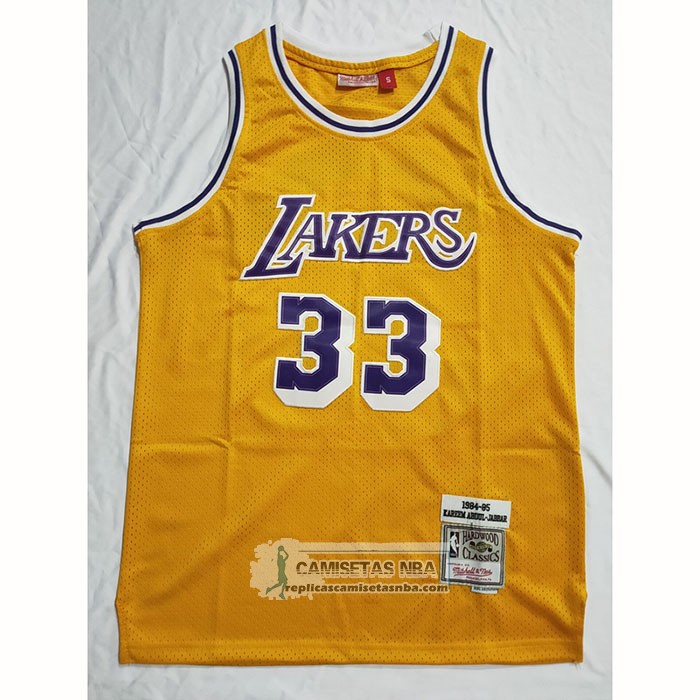 Camiseta Los Angeles Lakers Kareem Abdul-Jabbar NO 33 Mitchell & Ness 1984-85 Amarillo